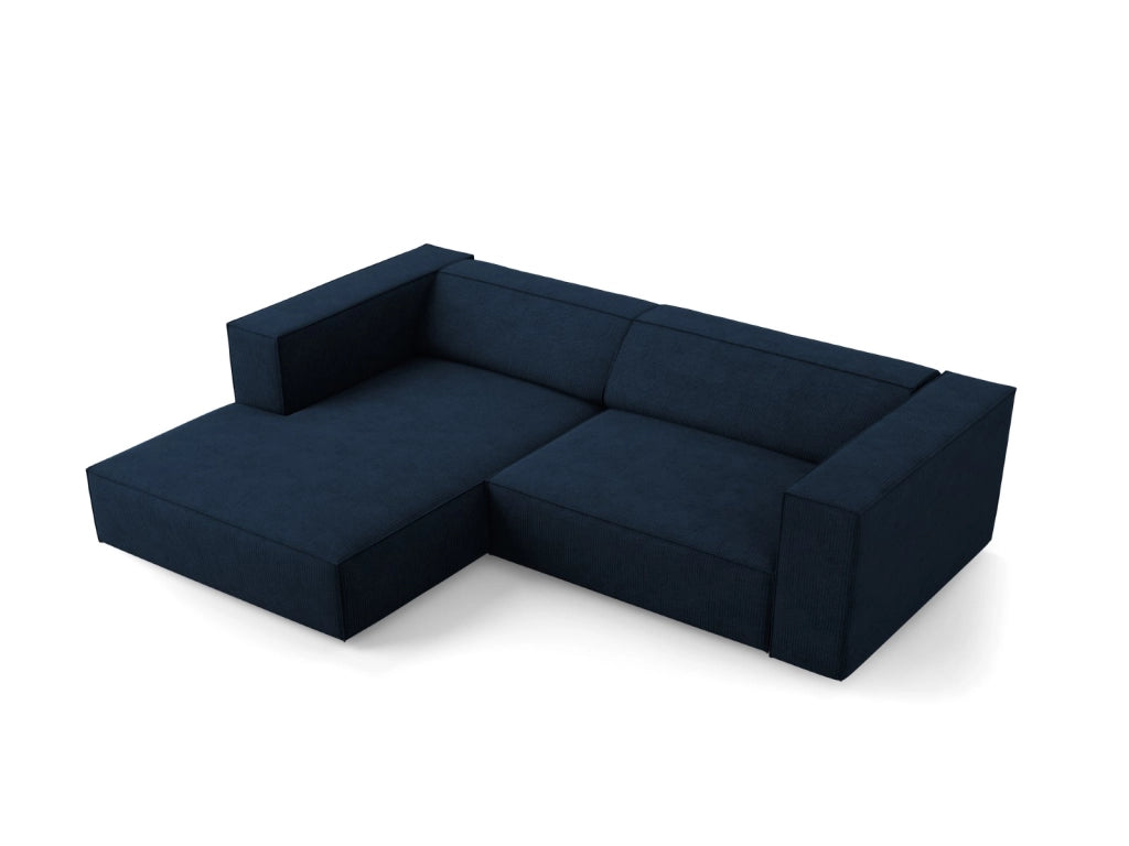 Cosmopolitan Design - Divano angolare sinistro "Arendal" 3 posti in ciniglia con effetto a coste blu reale 