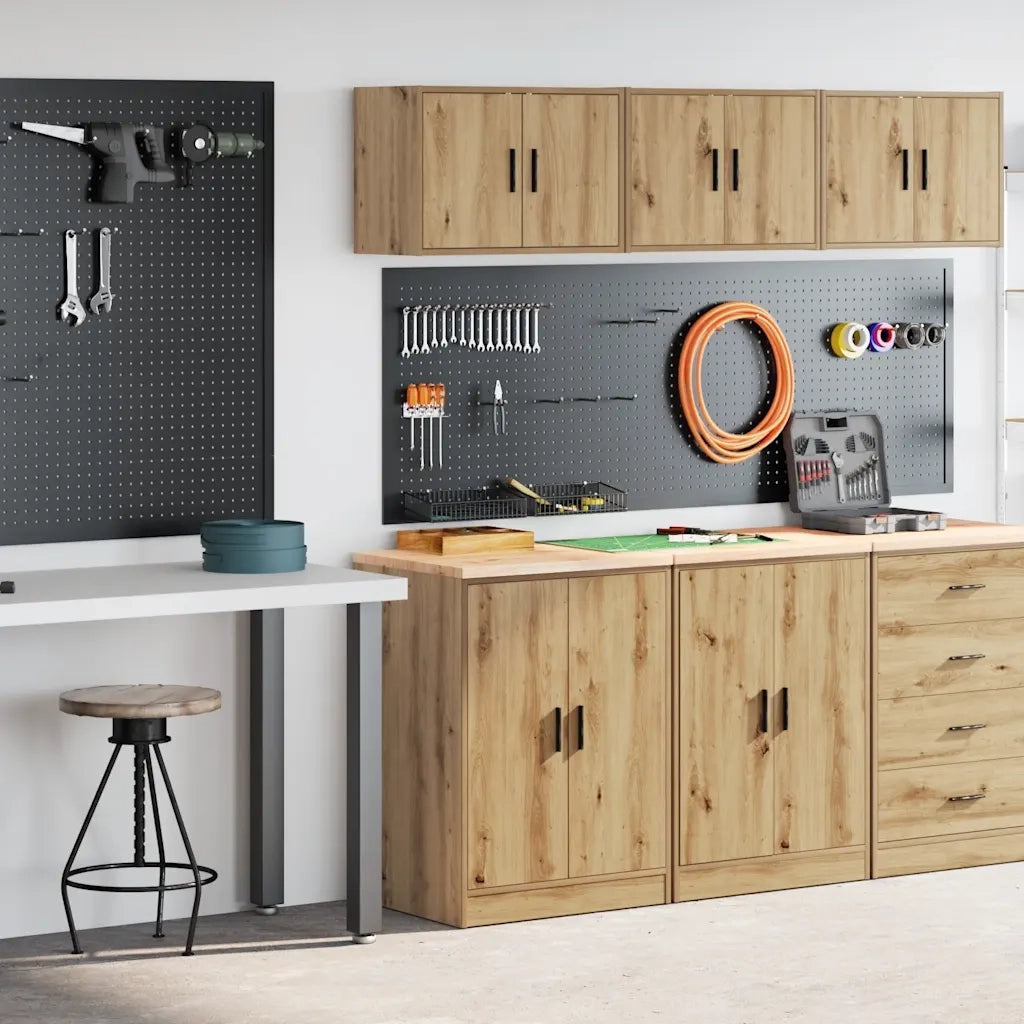 Armadi da Garage 2 pz Rovere Artigianale in Legno Multistrato 3328313