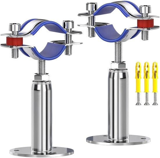 Hanger per tubo regolabile 100-150 mm - 2 pezzi - Acciaio inossidabile - Supporto tubolare - Montaggio su parete/plafone - Inclusi viti/ancore