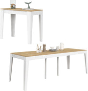 Consolle allungabile MICHEL, 10 posti, 235 cm, legno bianco e impiallacciato faggio