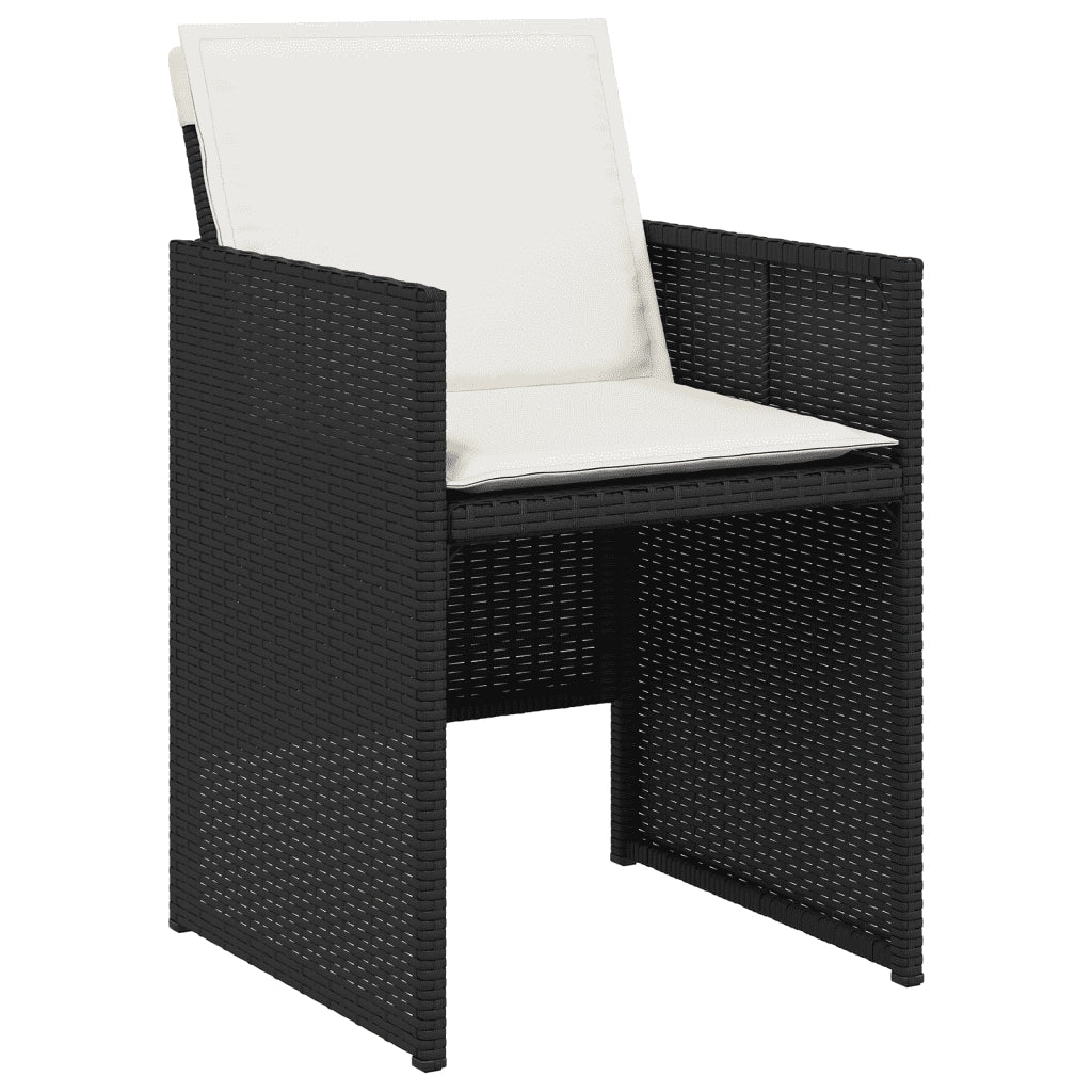 Set da Pranzo da Giardino 11 pz con Cuscini in Polyrattan Nero 3210570