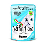 CIBO GATTO MONGE SIMBA 100 G TROTA E MERLUZZO- 24,0 pz