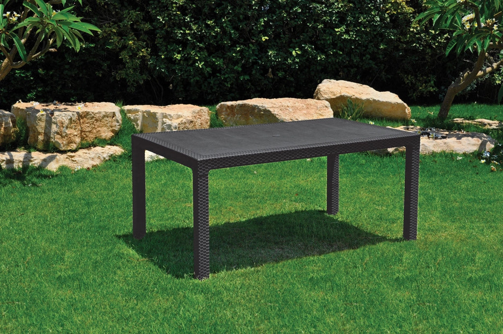 Tavolo da Giardino Keter Melody 160,5x94,5x74,5 cm Effetto Rattan e Legno Grafite