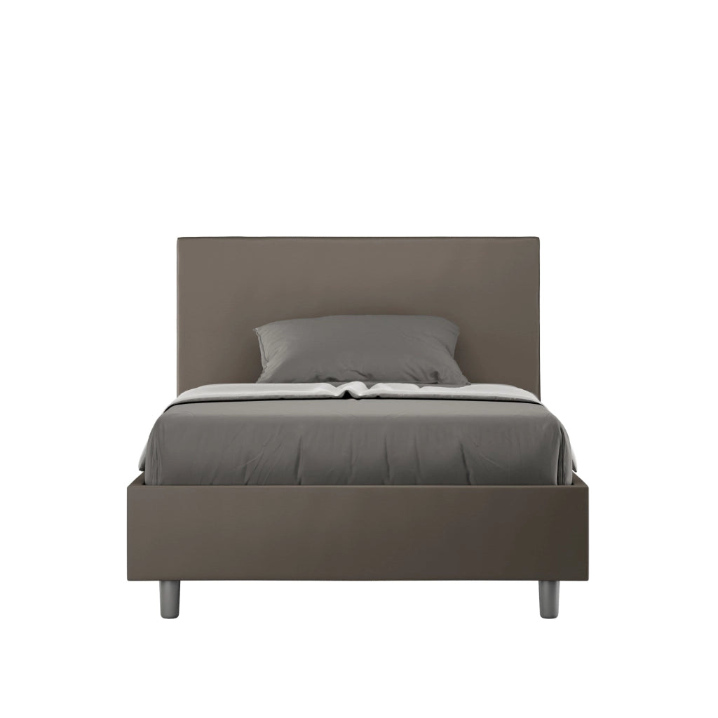 Letto 1 Piazza e Mezzo 120x190 cm con Rete e Contenitore Adele Cappuccino