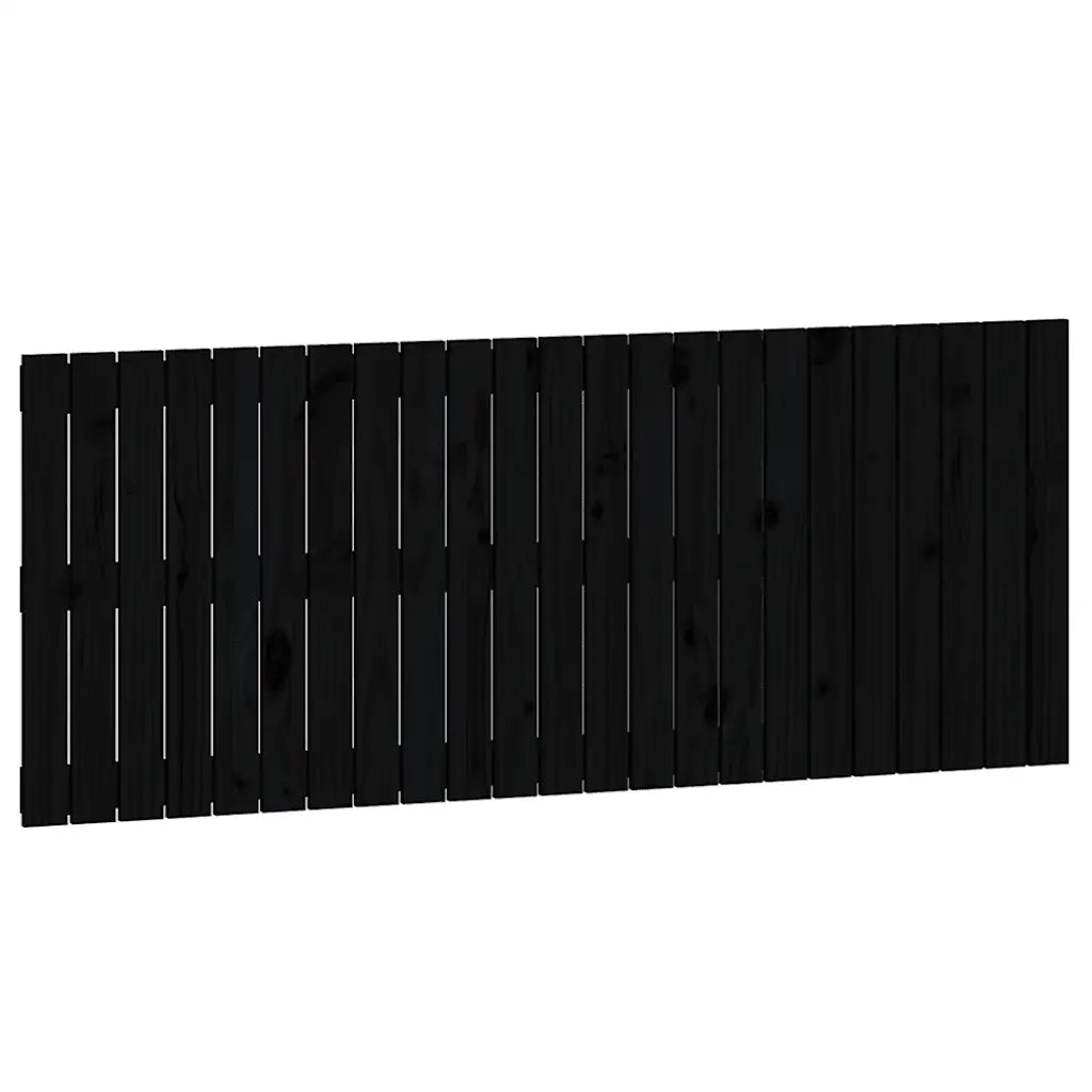 Testiera | Testata da Parete Nera 147x3x60 cm in Legno Massello di Pino