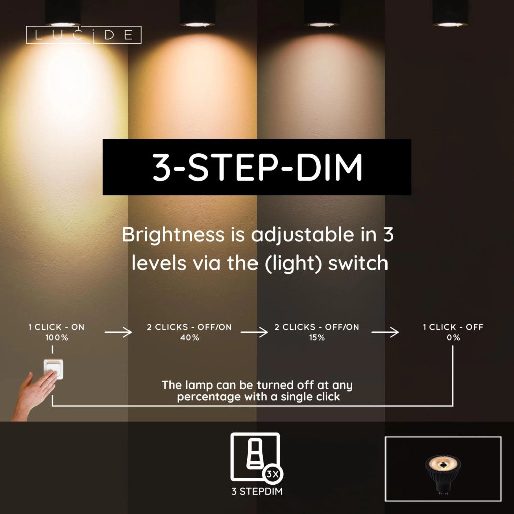 Lampadina LED GU10 riflettore nera 5W 2800K Lucide