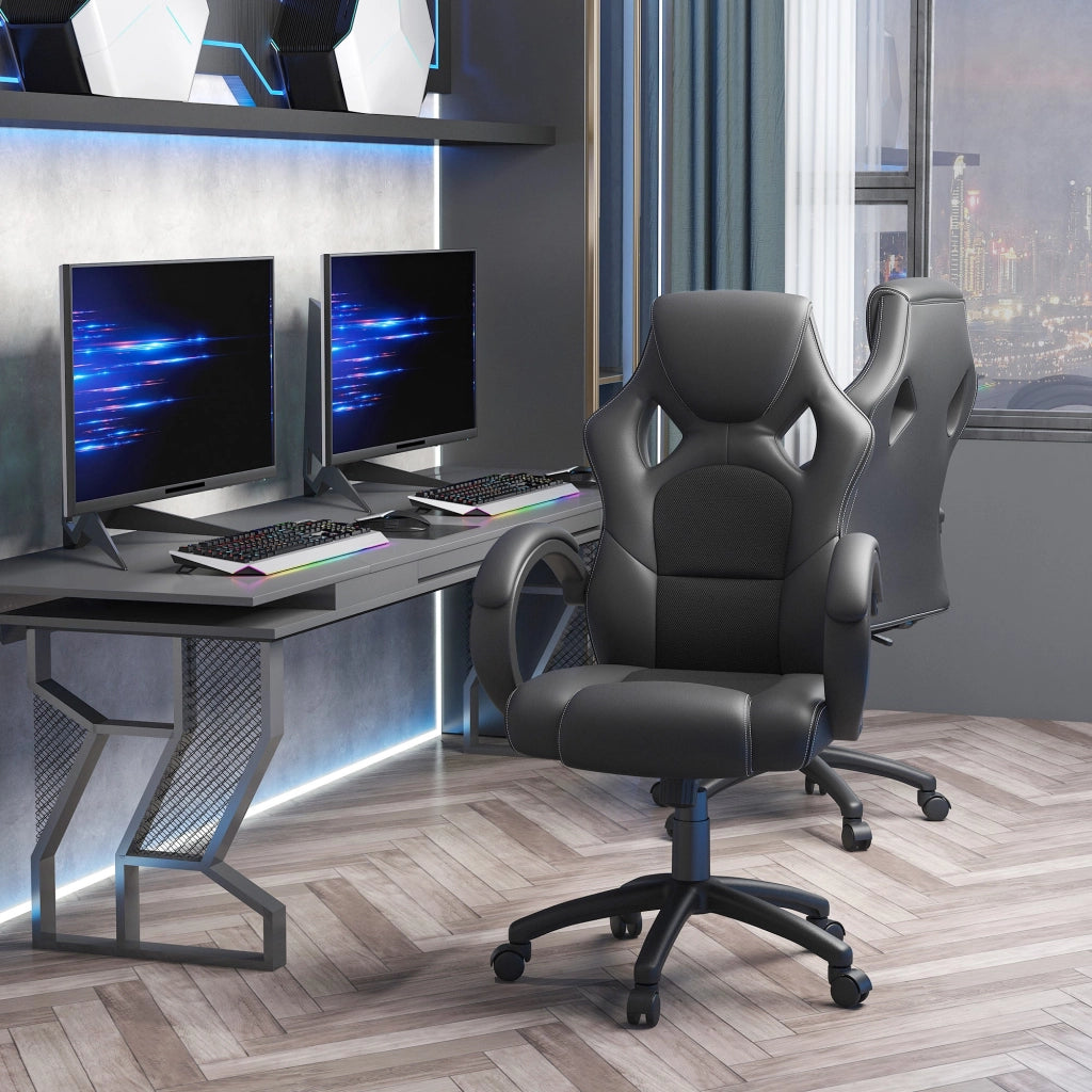 Sedia da Gaming 51x61x108-118 cm in Similpelle Nero