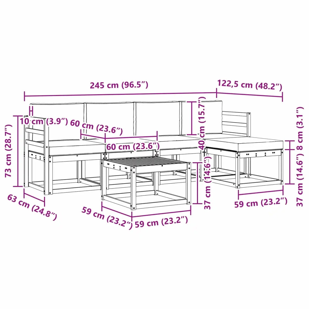 Set di divani da esterno 6 pz Bianco e Beige 3387512