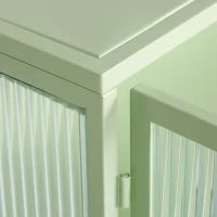 Credenza Moderna Ripostiglio a Due Ante con Vetrina e Ripiani a Tre Livelli per Ingresso, Soggiorno, Bagno e Sala da Pranzo, Verde