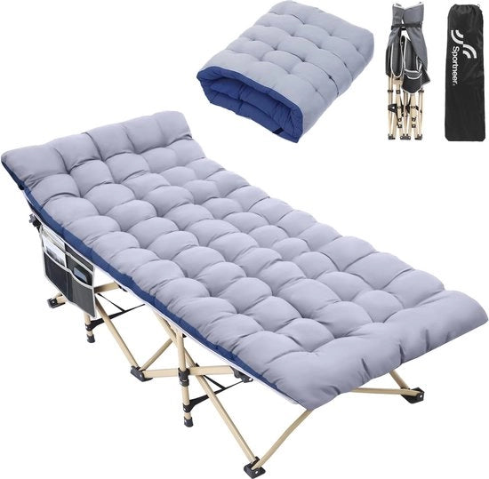 Letto da Campo Opclinabile con Cuscino - XXL, Pieghevole per Interno ed Esterno - 188 x 71 cm, Peso Massimo 204 kg