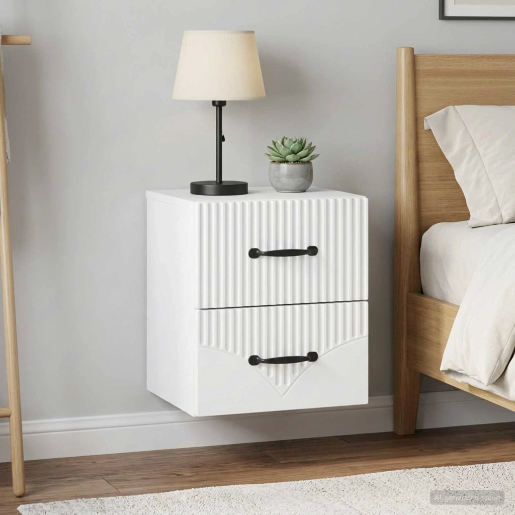 Mobiletto da notte a muro 2 pcs Bianco 34,5 x 33 x 40 cm 898976