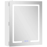 Armadietto Bagno con Specchio 50x15x60 cm Luce LED Regolabile e Sistema Antiappannamento in MDF Bianco