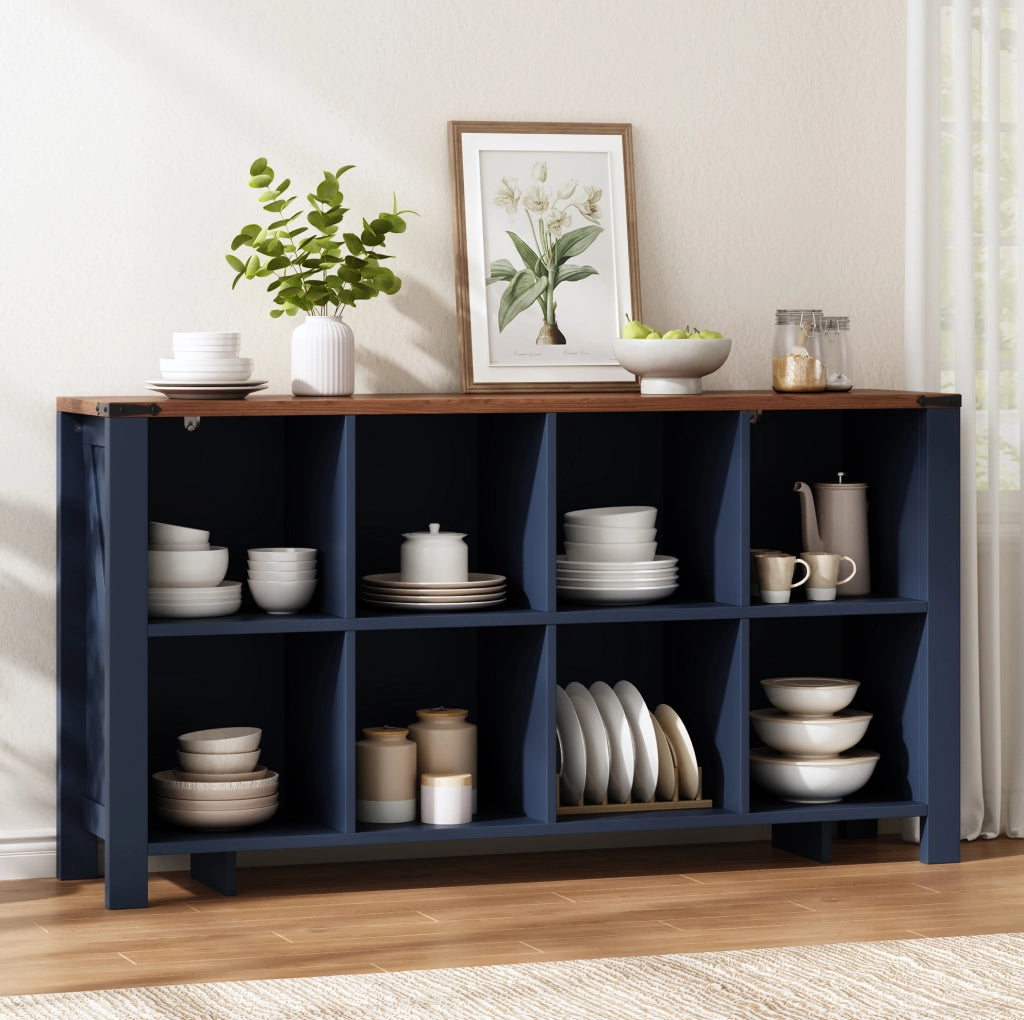 Mobile libreria con 8 vani aperti 140 x 34 x 75 cm in MDF blu