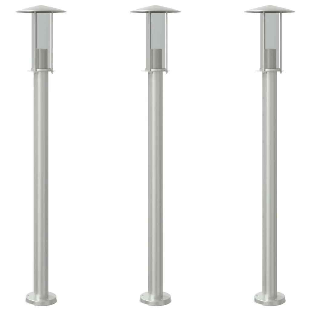 Set di 3 lampade da terra per esterni color argento 100 cm acciaio inox argento 02_0042555
