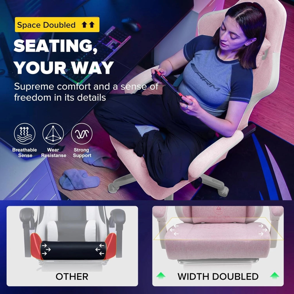 Sedia da gaming, ergonomica con cuscino a molle insacchettate, braccioli e poggiapiedi articolati, sedia per computer ergonomica con schienale alto con supporto lombare PW