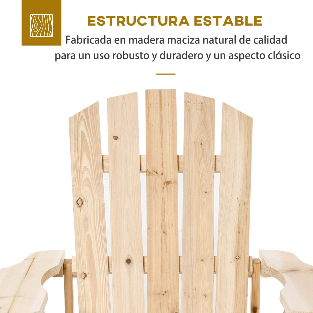 Sedia da giardino Adirondack ¨C zephmum ¨C Naturale 78x89x88 cm