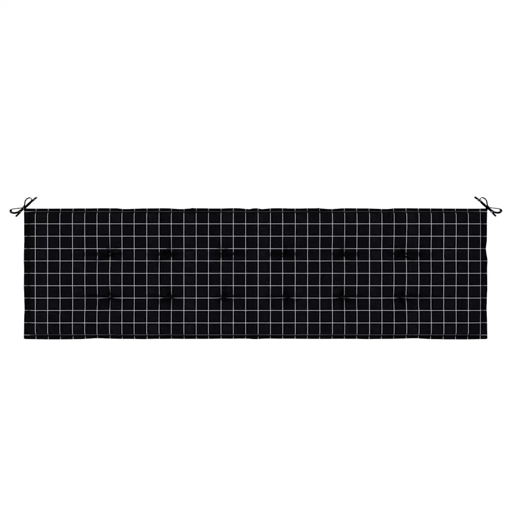 vidaXL Cuscino per Panchina da Giardino Plaid Nero 180 x 50 x 4 cm