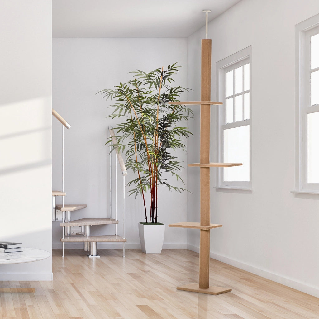 Torre per Gatti con Rampicante ¨C zephmum ¨C Marrone Chiaro e Beige 43x27x228-260 cm
