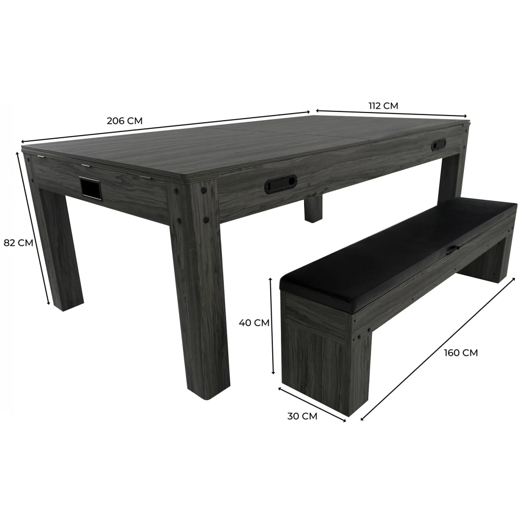 Tavolo Multigioco 7-in-1 213 cm (7ft) Grigio con Panca Contenitore