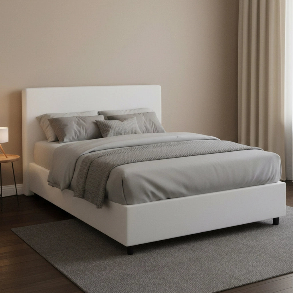 Re, Letto Piazza e Mezza Materasso Incluso Made in Italy, Bianco
