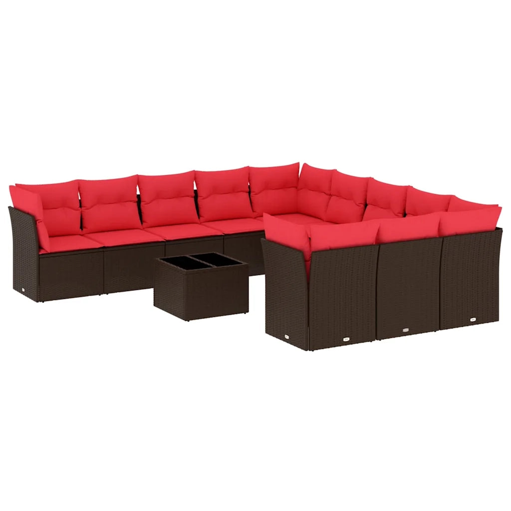Set Divani da Giardino 12 pz con Cuscini Marrone in Polyrattan 3218424