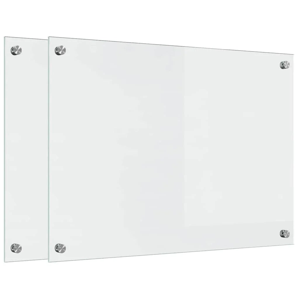 Set di 2 paraschizzi moderni per cucina 70 x 50 cm finitura elegante facili da pulire in vetro temperato trasparente 02_0056295