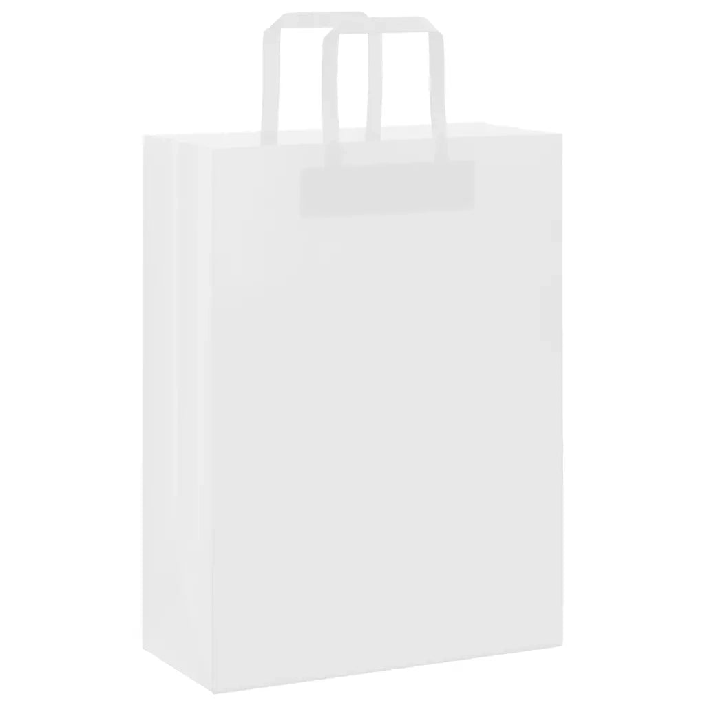 Sacchetti di Carta 250 pz con Manici Bianchi 26x12x35 cm