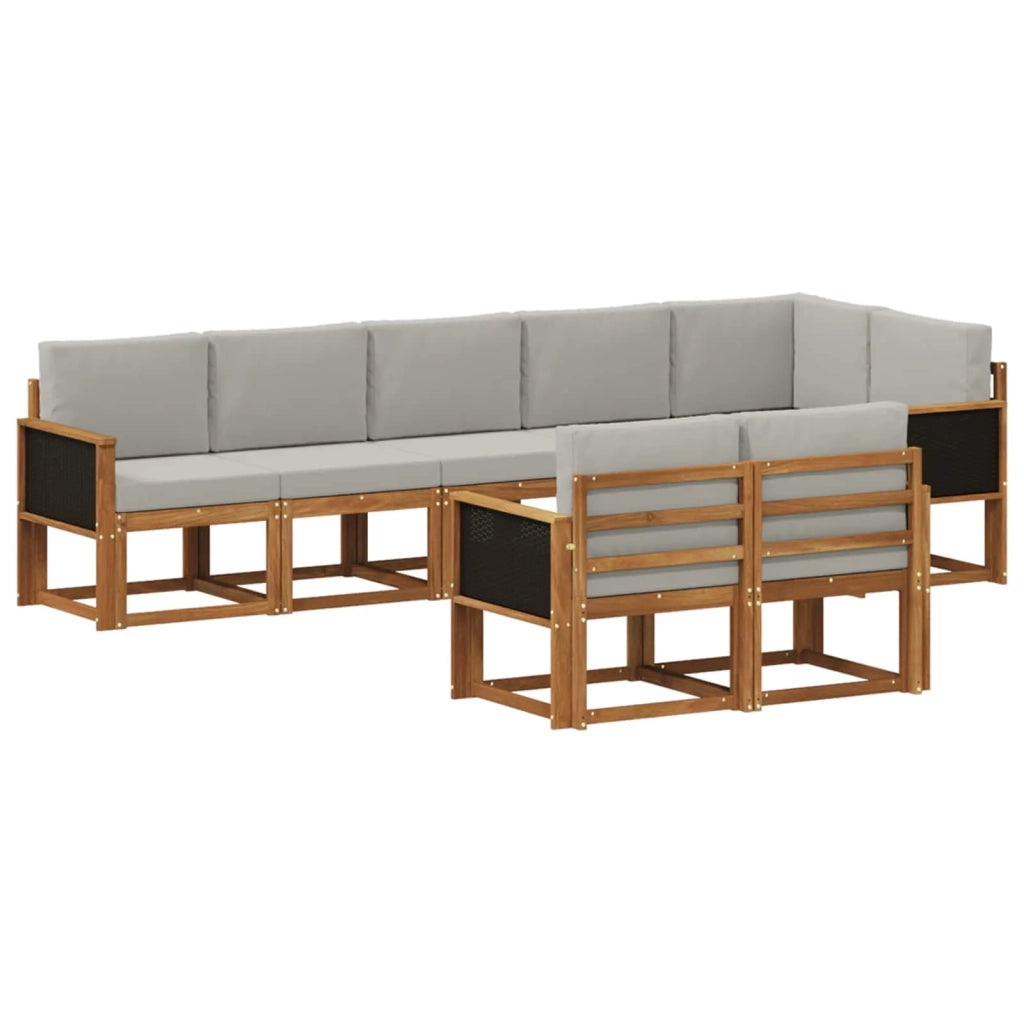 Set di divani da esterno 8 pcs Naturale e Grigio Chiaro 3385302