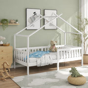 Letto a casetta per bambini 90x200 cm in pino bianco