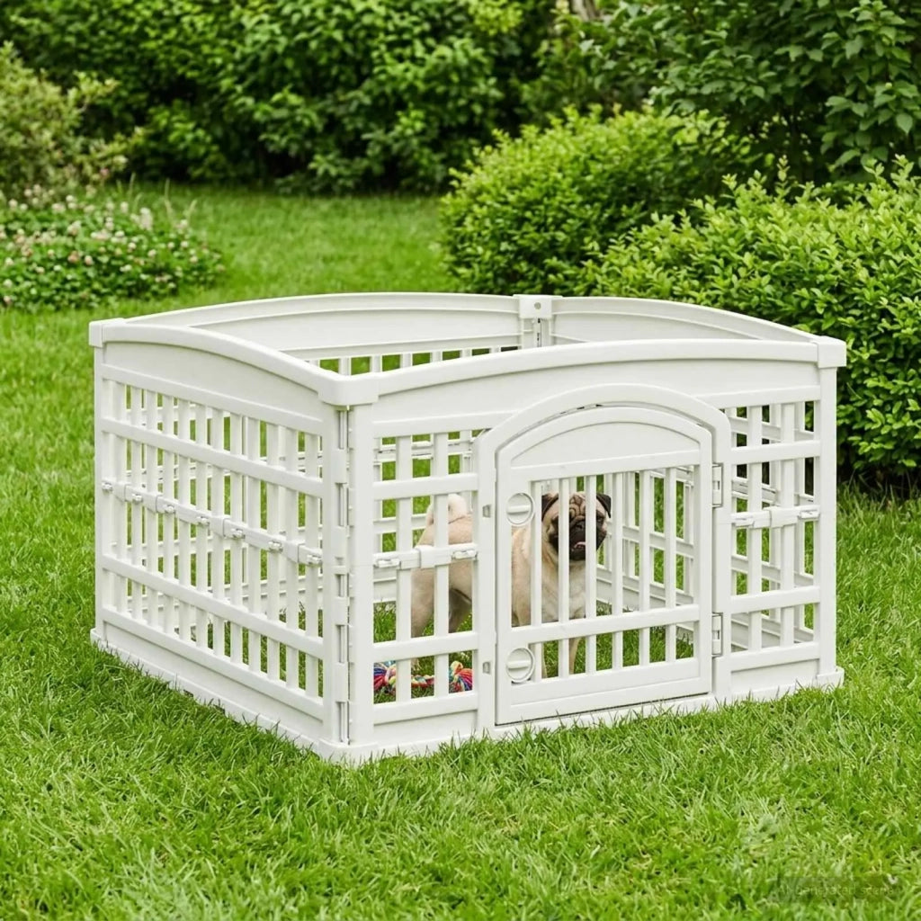 Parco giochi per cani a 4 pannelli Bianco 91 x 91 x 58 cm 42027219