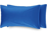 Coppia Federe Per Camper Roulotte Con Patella 100% Cotone Tinta Unita - Federe - Avio
