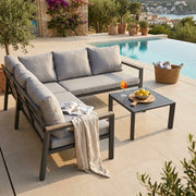Salotto angolare da Giardino in Alluminio Poliestere cm 135x86x82 - SURA