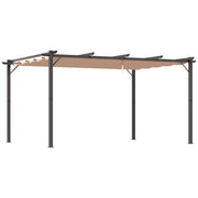 Pergola da Giardino 3X4m in Alluminio con Telo Scorrevole Nera e Beige