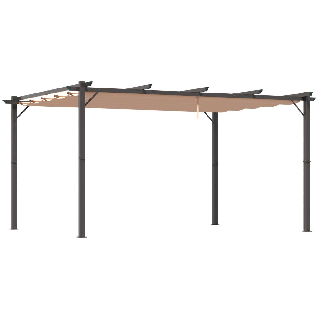 Pergola da Giardino 3X4m in Alluminio con Telo Scorrevole Nera e Beige