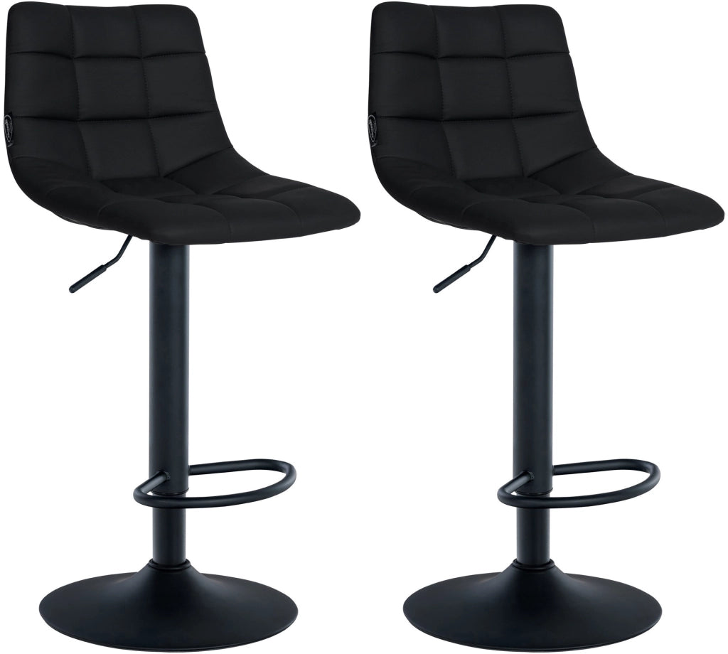 Set di 2 sgabelli da bar Jerry in similpelle nero,nero