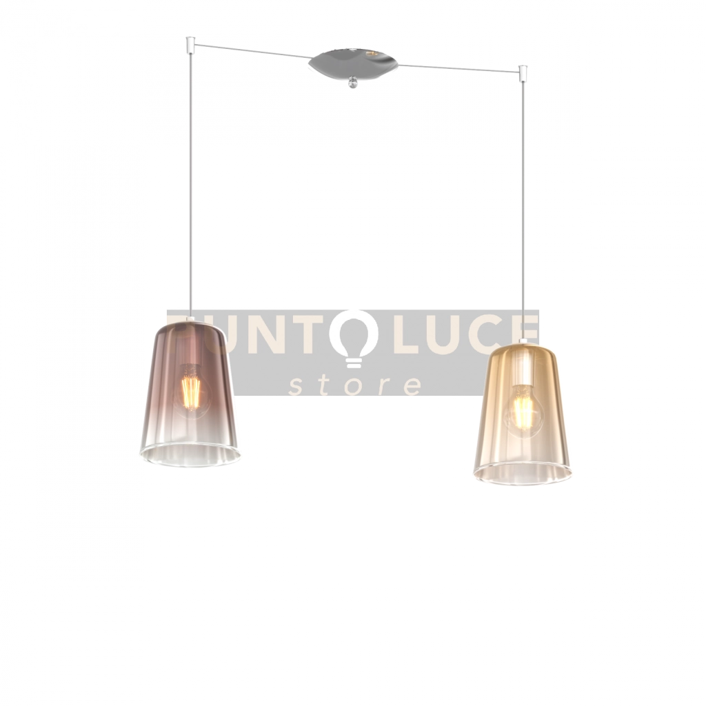 SOSPENSIONE CROMO SPOSTABILE 2 LUCI (1 AM + 1 RA) 1164CR-S2 S-AR