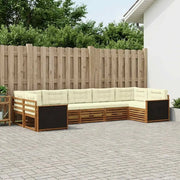 Set di divani da esterno con cuscino 7 pcs Naturale e Crema