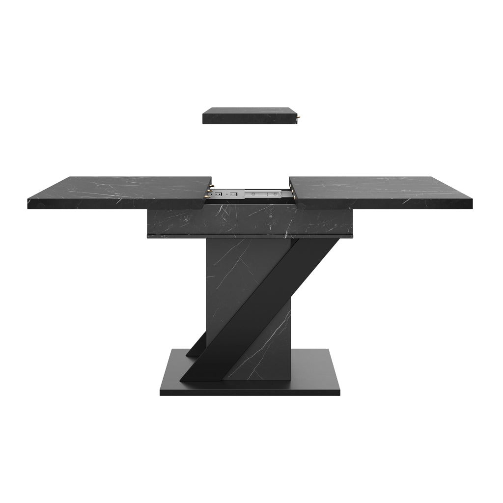 Tavolo da Pranzo Allungabile Effetto Marmo ¨C Xylo ¨C Nero, 110-140x80 cm