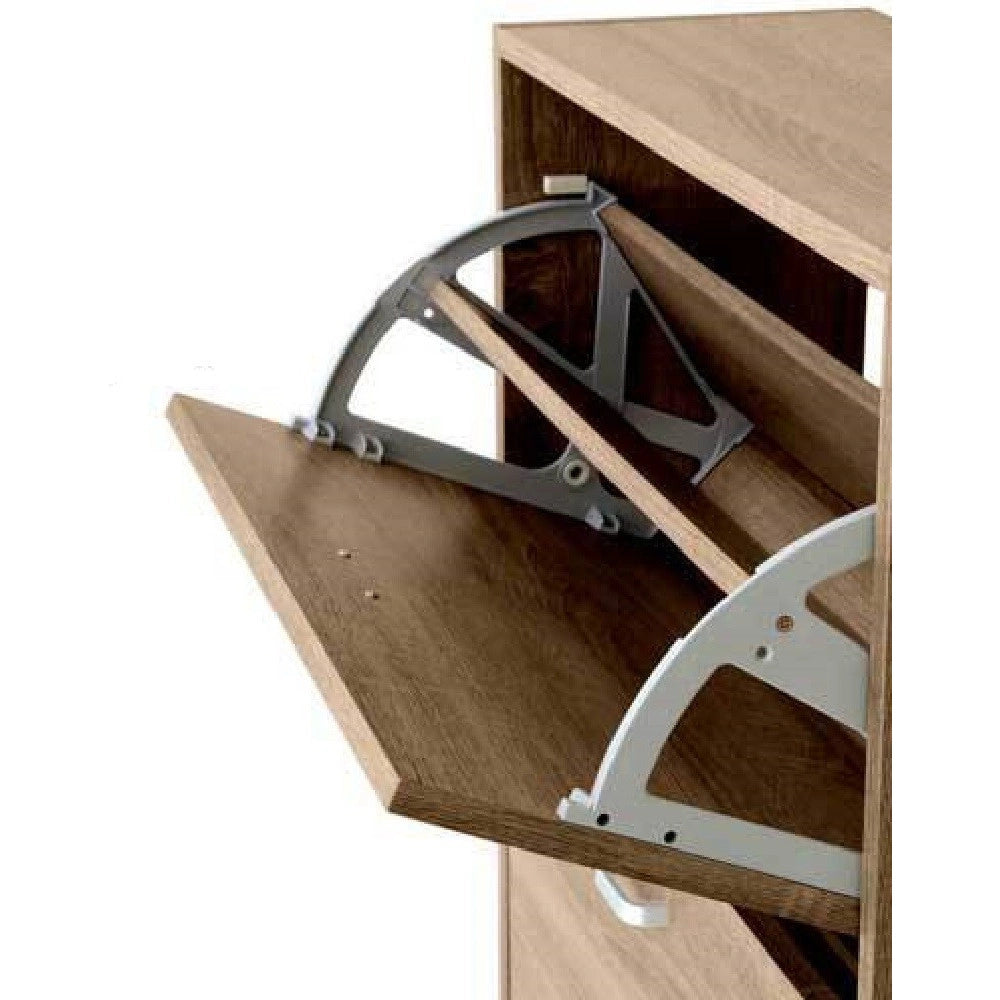 Trade Shop - Scarpiera 3 Ante Salvaspazio Slim Porta Scarpe Ingresso Noce 115x63x24cm 827631 -