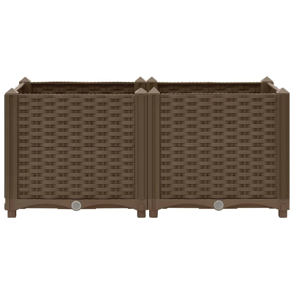 Fioriera rialzata per piante e fiori giardino 80 x 40 x 38 cm polipropilene marrone 02_0000946