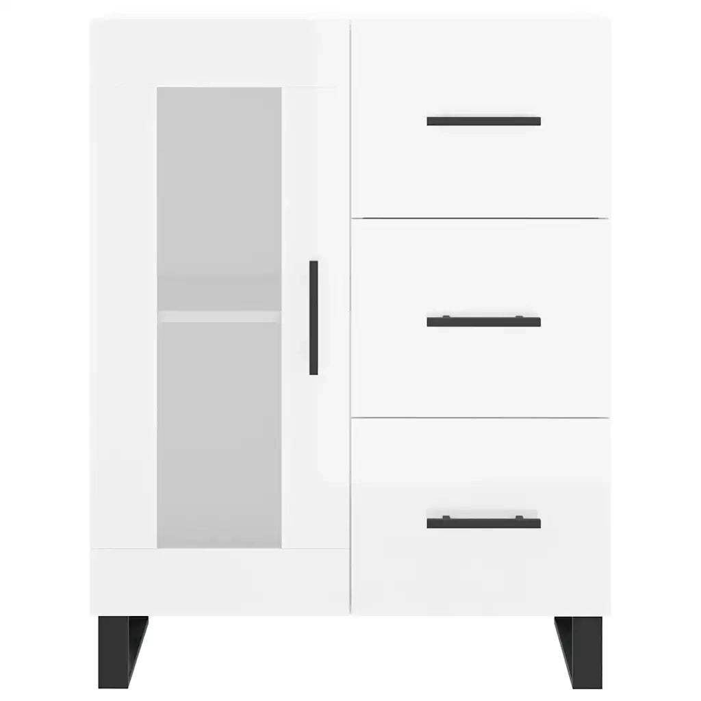 Credenza-Buffet-Armadio da cucina 69,5x34x90 cm in Legno Multistrato Bianco Lucido 199791