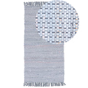 Tappeto di pezza in cotone grigio 80 x 150 cm con frangia rettangolare fatto a mano Boho