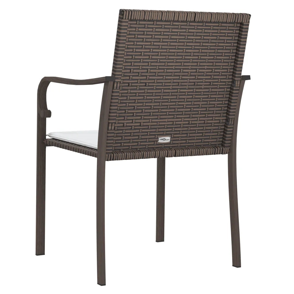 Sedie da Giardino con Cuscini 4 pz | Sedie da Esterno Marroni 56x59x84cm Polyrattan