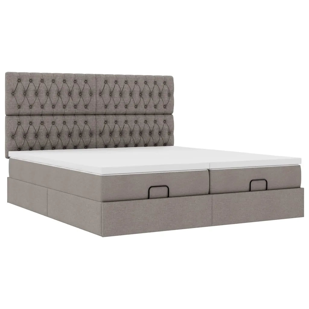 Struttura Letto Pouf con Materassi Tortora 180x200cm in Tessuto 3313717