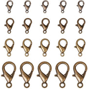 Confezione di 120 pezzi di chiusura a forma di granchio in bronzo antico - disponibili in 4 misure - per creare gioielli - catenelle/bracciali - dimensioni: 21x12mm/14x8mm/12x6mm/10x6mm - chiusure per gioielli