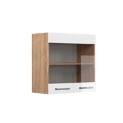 Mobile da cucina in vetro R-Line Bianco lucido/Rovere dorato 60 cm Vicco