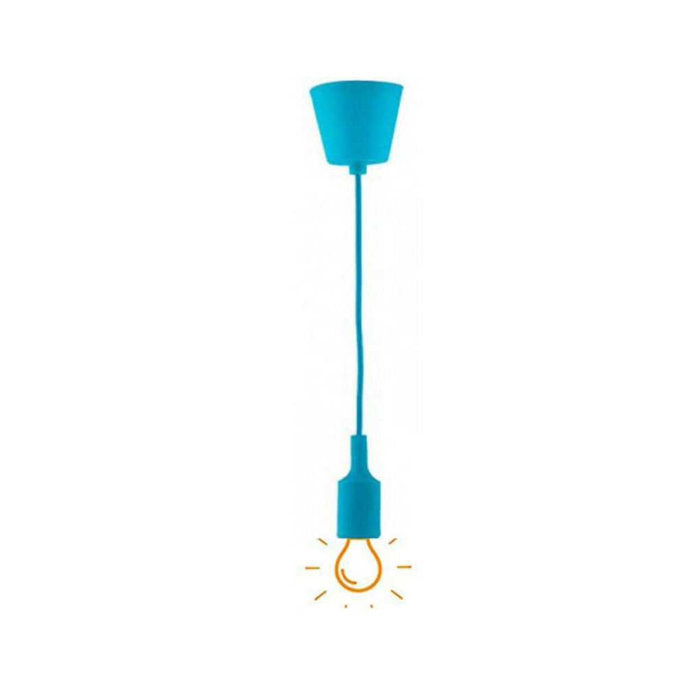 Trade Shop - Portalampada A Sospensione Pendente Lampadario Soffitto E27 Celeste Dt-j01 1 Mt -