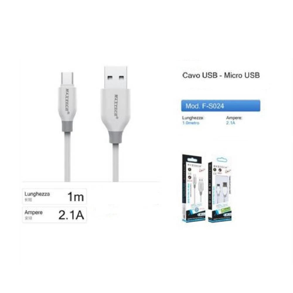 Trade Shop - Cavo Usb A Micro Usb 2.1a Ricarica Veloce Dati Filo Ultra Resistente 1 Mt F-s024 -