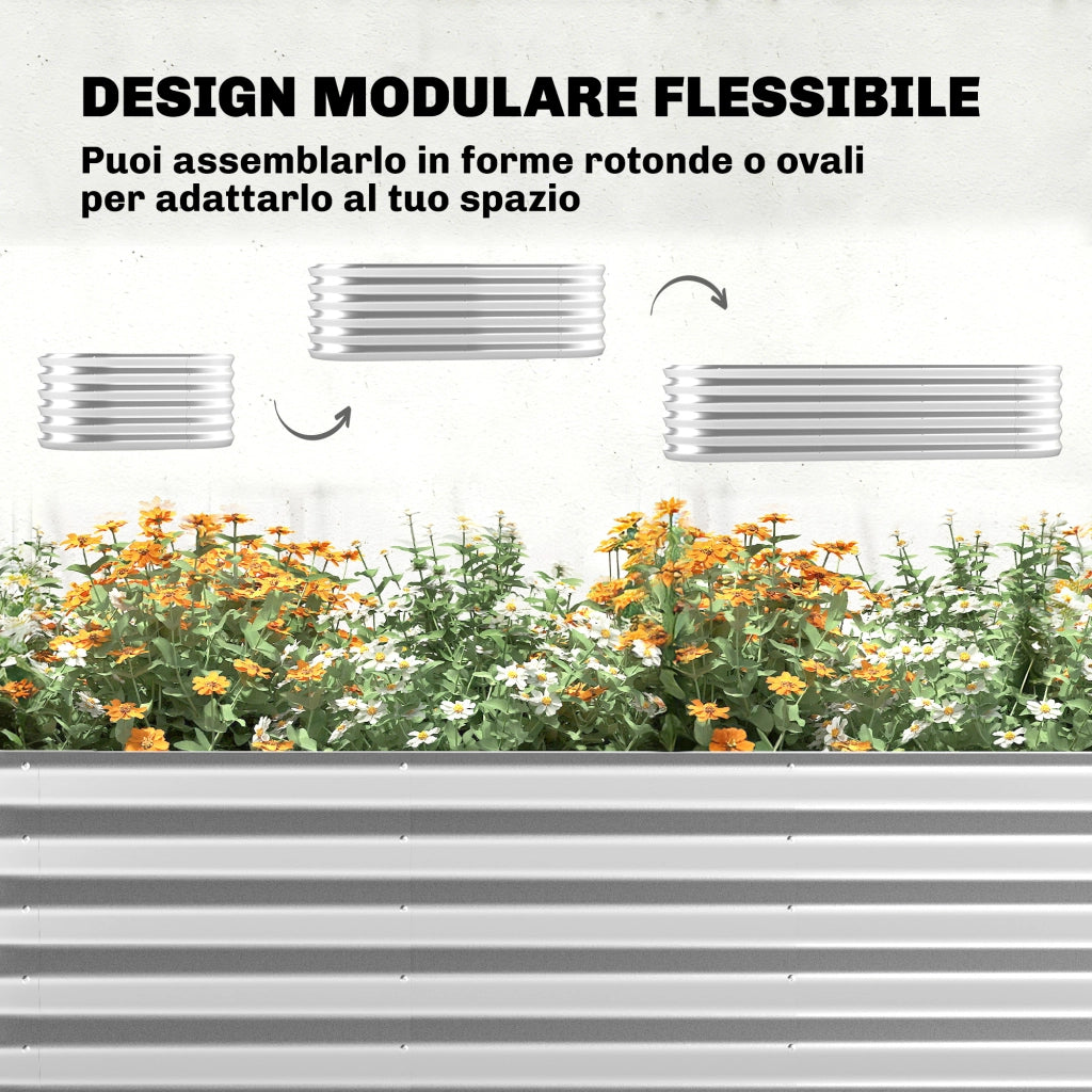 Orto Rialzato e Fioriera con Graticcio e Serra 200x60x103 cm in Metallo Galvanizzato Argento