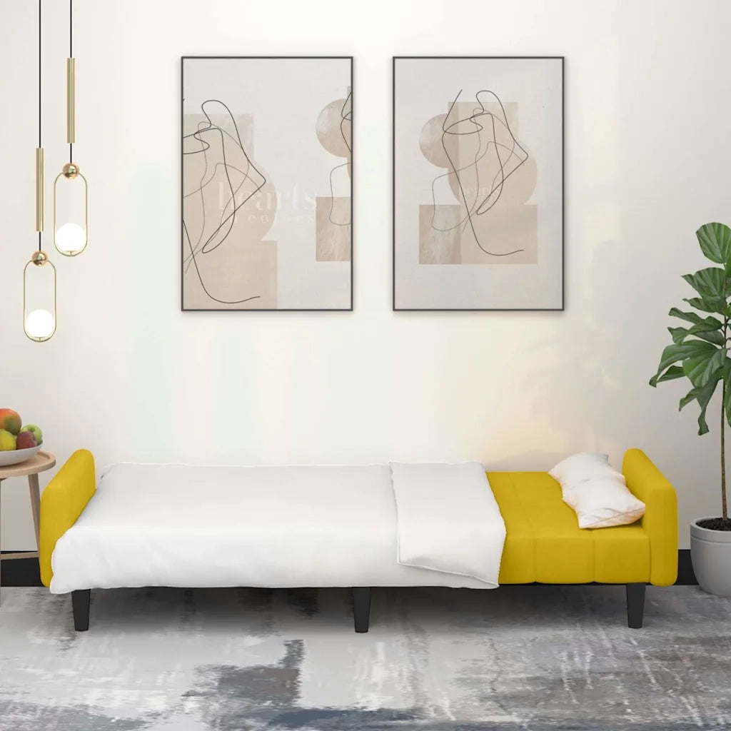Divano letto | Sof¨¤ letto | Letto singolo a 2 Posti Giallo in Velluto